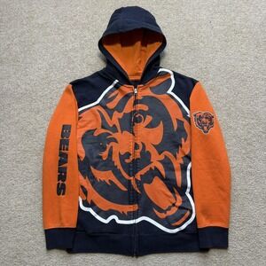 Chicago Bears Hoodie Sweatshirt Boys Medium Blue NFL Football Team Apparel Zip